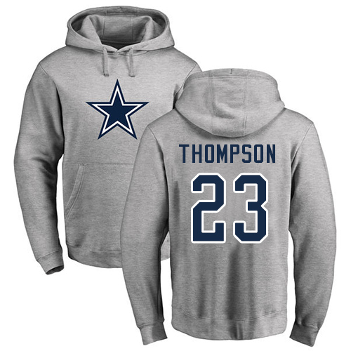 Men Dallas Cowboys Ash Darian Thompson Name and Number Logo #23 Pullover NFL Hoodie Sweatshirts->nfl t-shirts->Sports Accessory